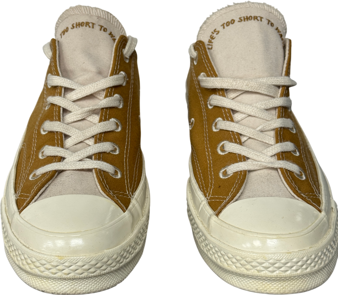 Converse Tan Brown Chuck Taylor "life's To Short" Low Top Trainers UK 6 EU 39 👠