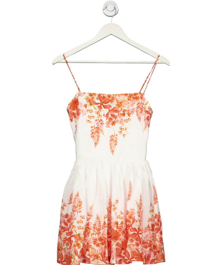 H&M White Patterned Mini Dress 100% Linen UK 6