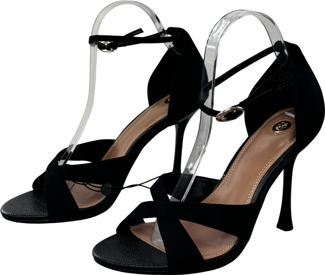 River Island Black Cross Over Strap Heeled Sandals UK 6 EU 39 👠