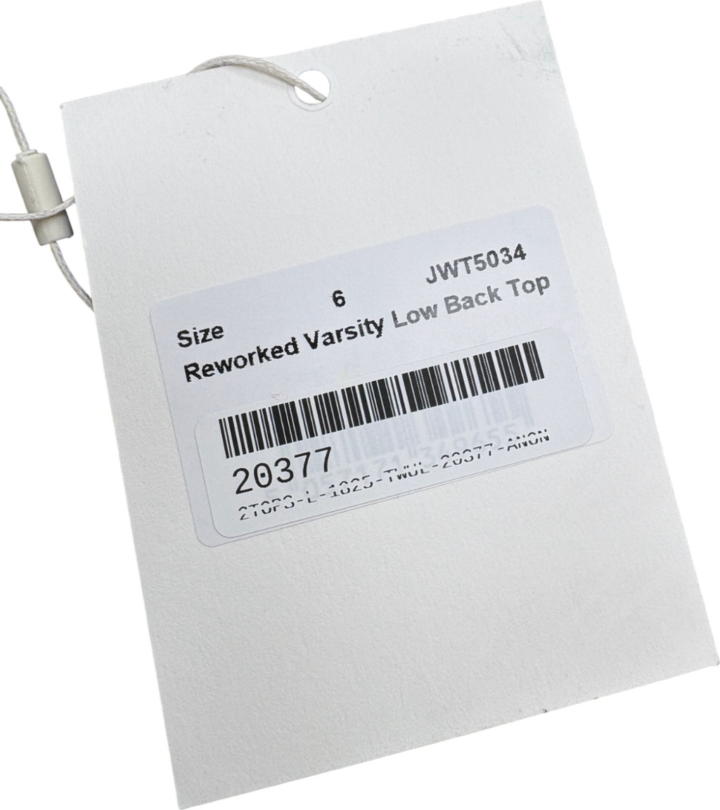 Jaded London Grey Reworked Varsity Top UK 6