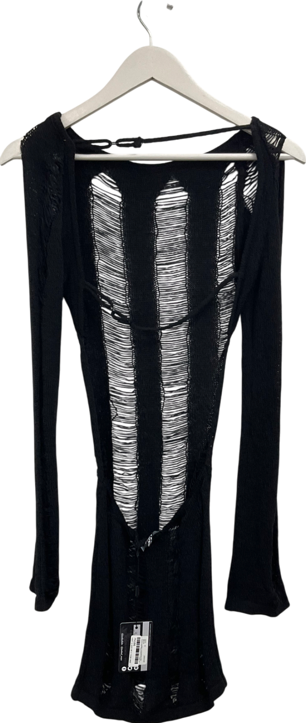 Jaded London Black Umbra Shredded Mini Dress UK S