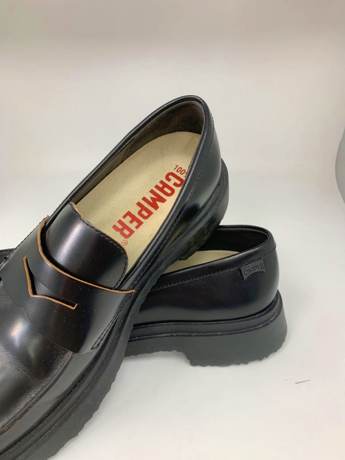 Camper Black Leather Loafers Size UK 6.5
