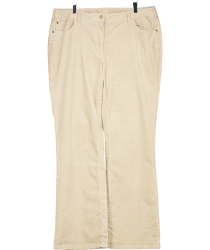 Boden Beige Corduroy Bootleg Trousers Long UK 18