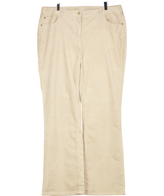 Boden Beige Corduroy Bootleg Trousers Long UK 18