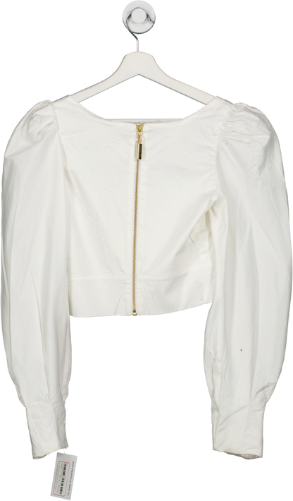 Silvia Tcherassi White Square Neckline Three Quarter Sleeve Top UK S