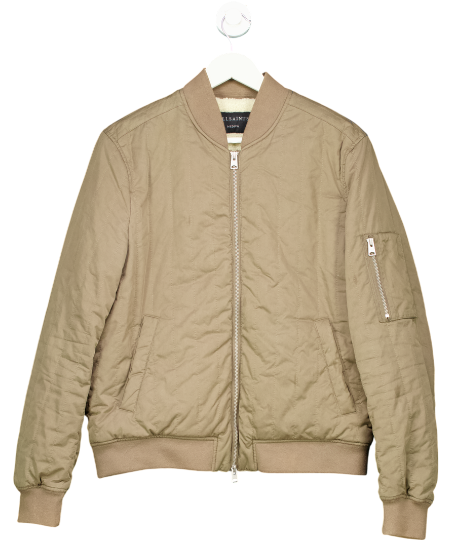 AllSaints Beige Drake Bomber Jacket UK M