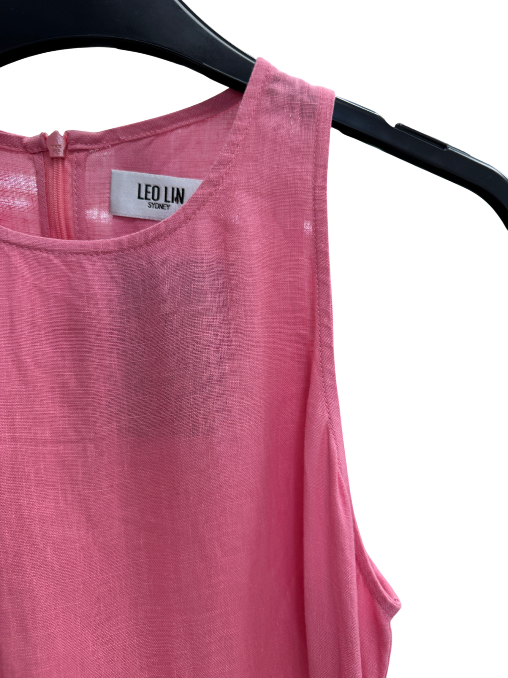 Leo Lin Pink Belted Linen Maxi Dress UK 6