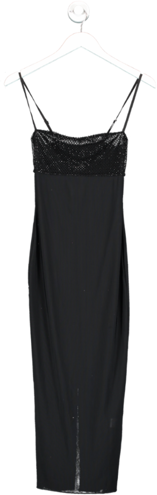 SLA the label Black Strappy Mesh Embellished Bodycon Dress UK XS