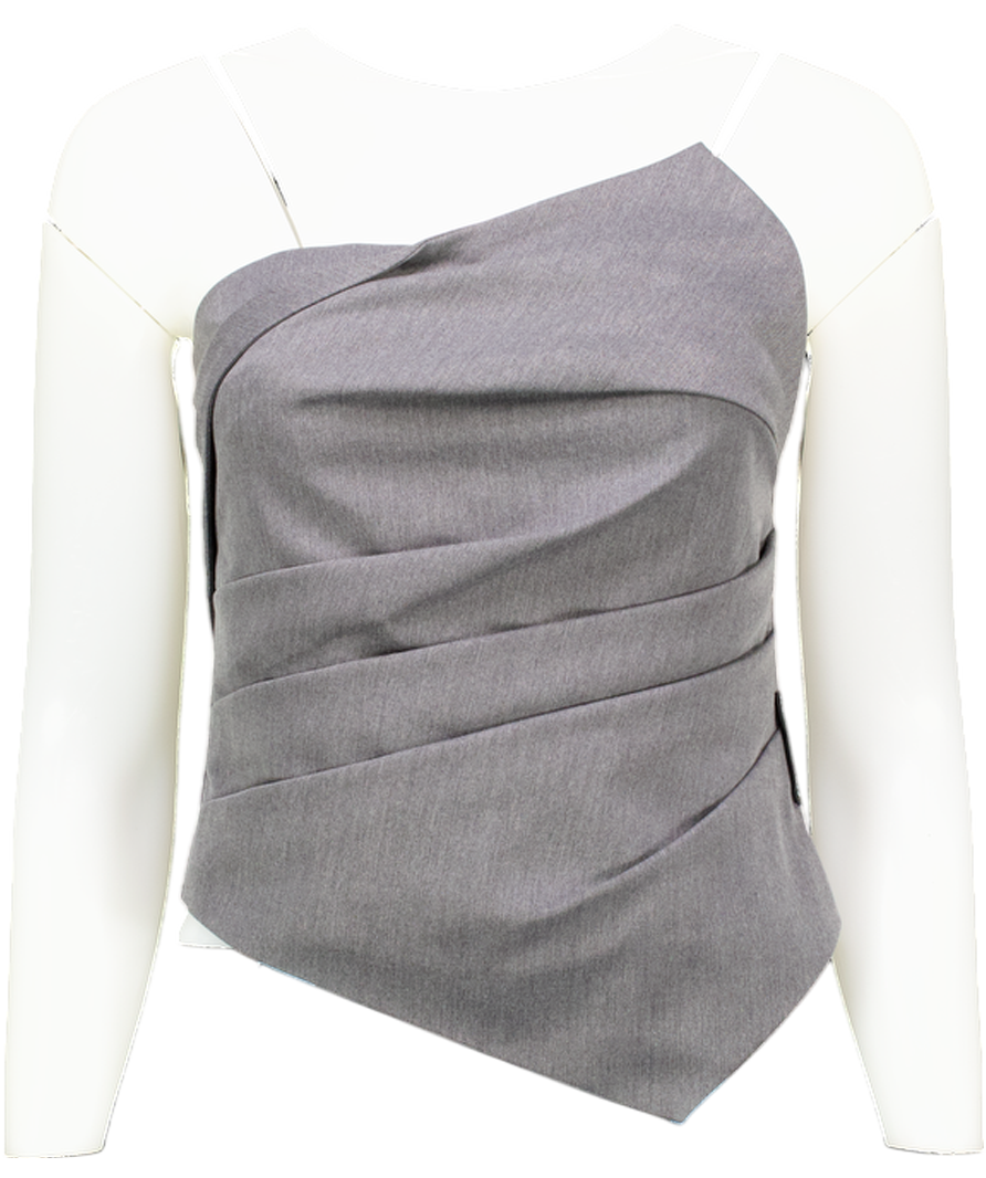 Ann Andelman Grey Pleated Cuffed Bandeau Vest Top UK XS