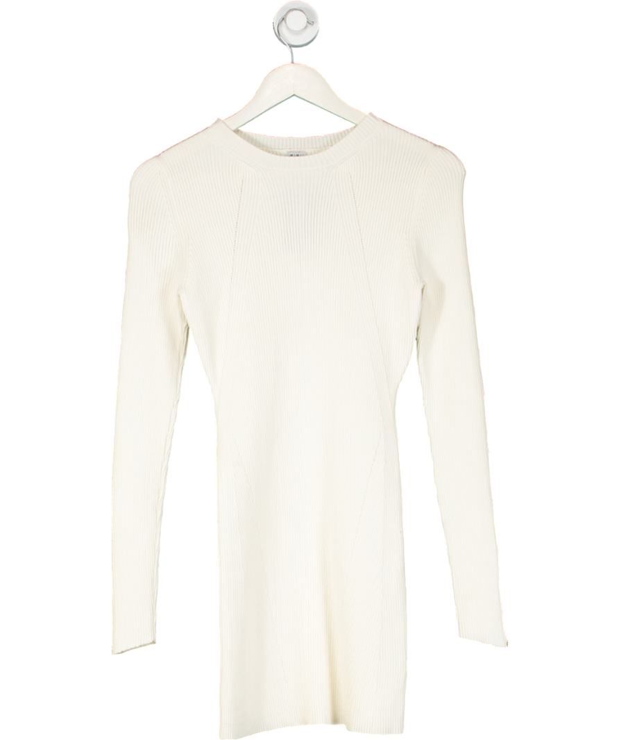 Mimii London Cream Ribbed Knit Long Sleeve Dress UK S