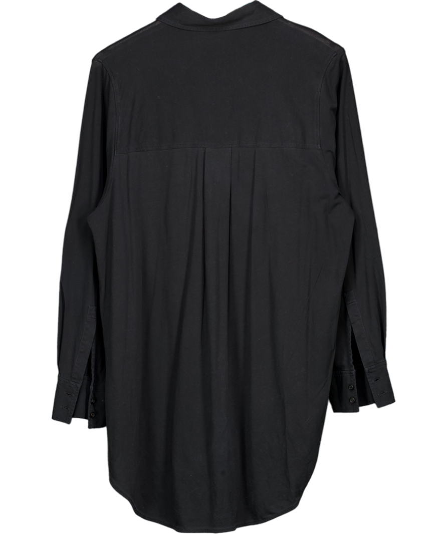 cos Black Oversized Longline Shirt UK M