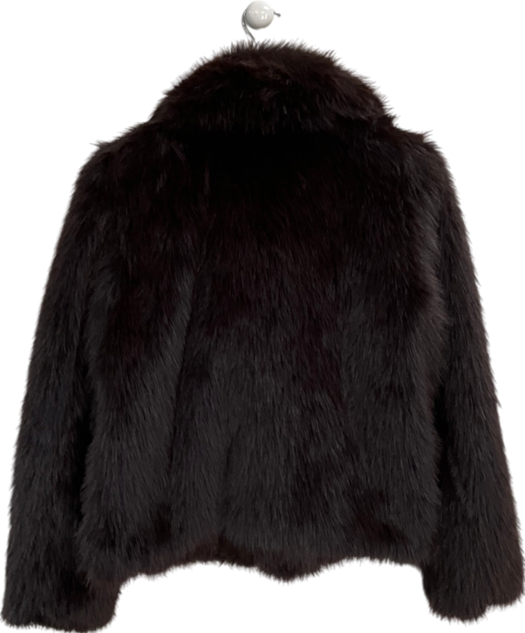 New Look Brown Cropped Faux Fur Jacket UK 10