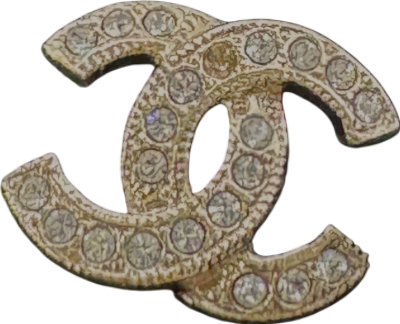 Chanel Yellow Gold / Crystal  "CC" Stud Earrings