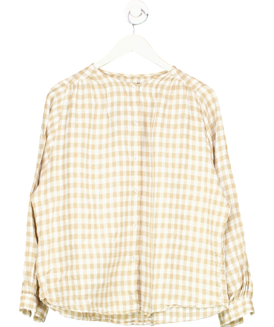 Massimo Dutti Beige Check Linen  Blouse UK L