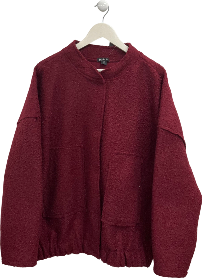 boohoo Red Oversized Wool Look Bomber Jacket UK 16