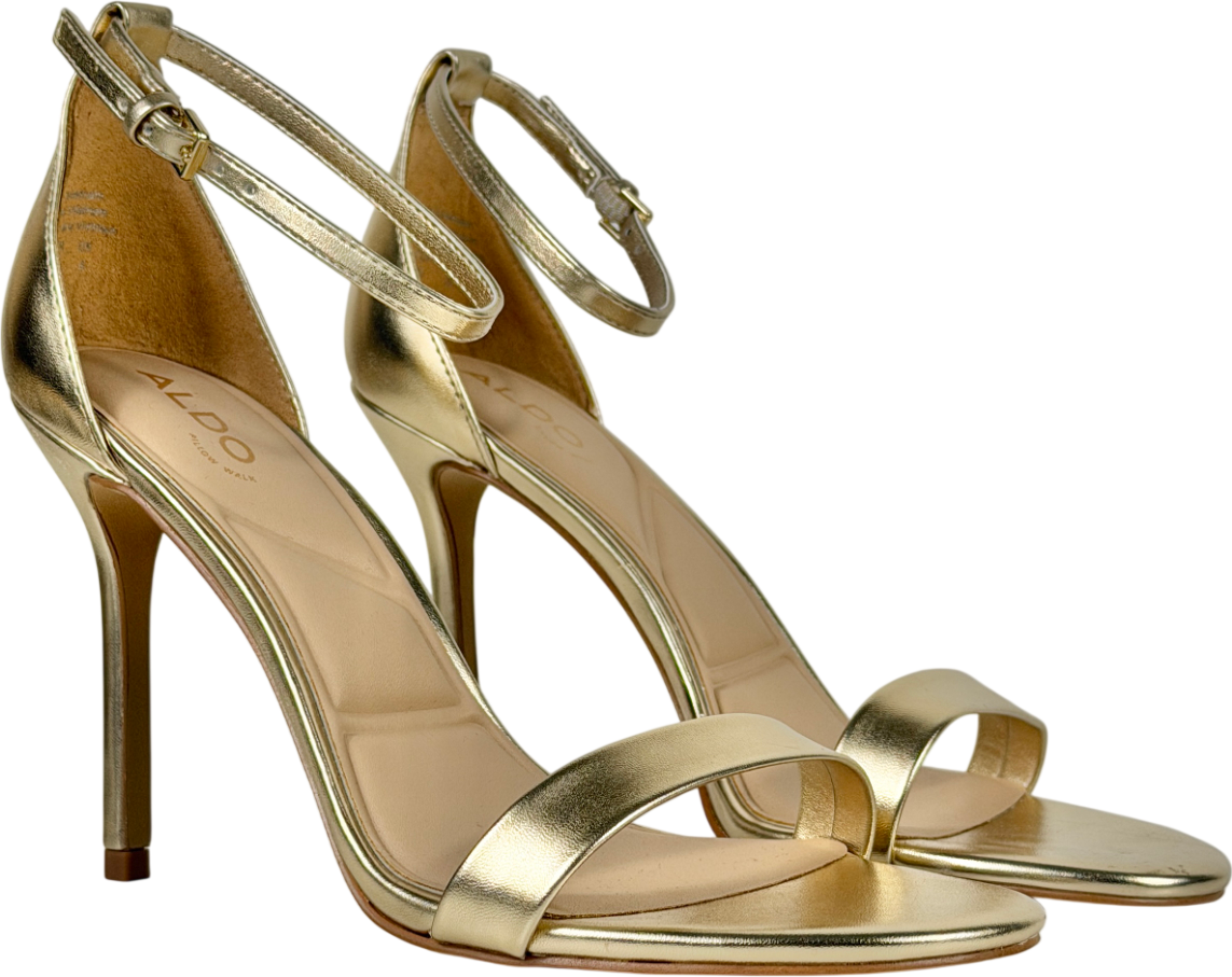 Aldo Metallic Gold Heeled Sandal UK 6 EU 39 👠