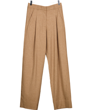 ME + EM Brown Wool Blend Pleat Front Straight Trousers UK 6