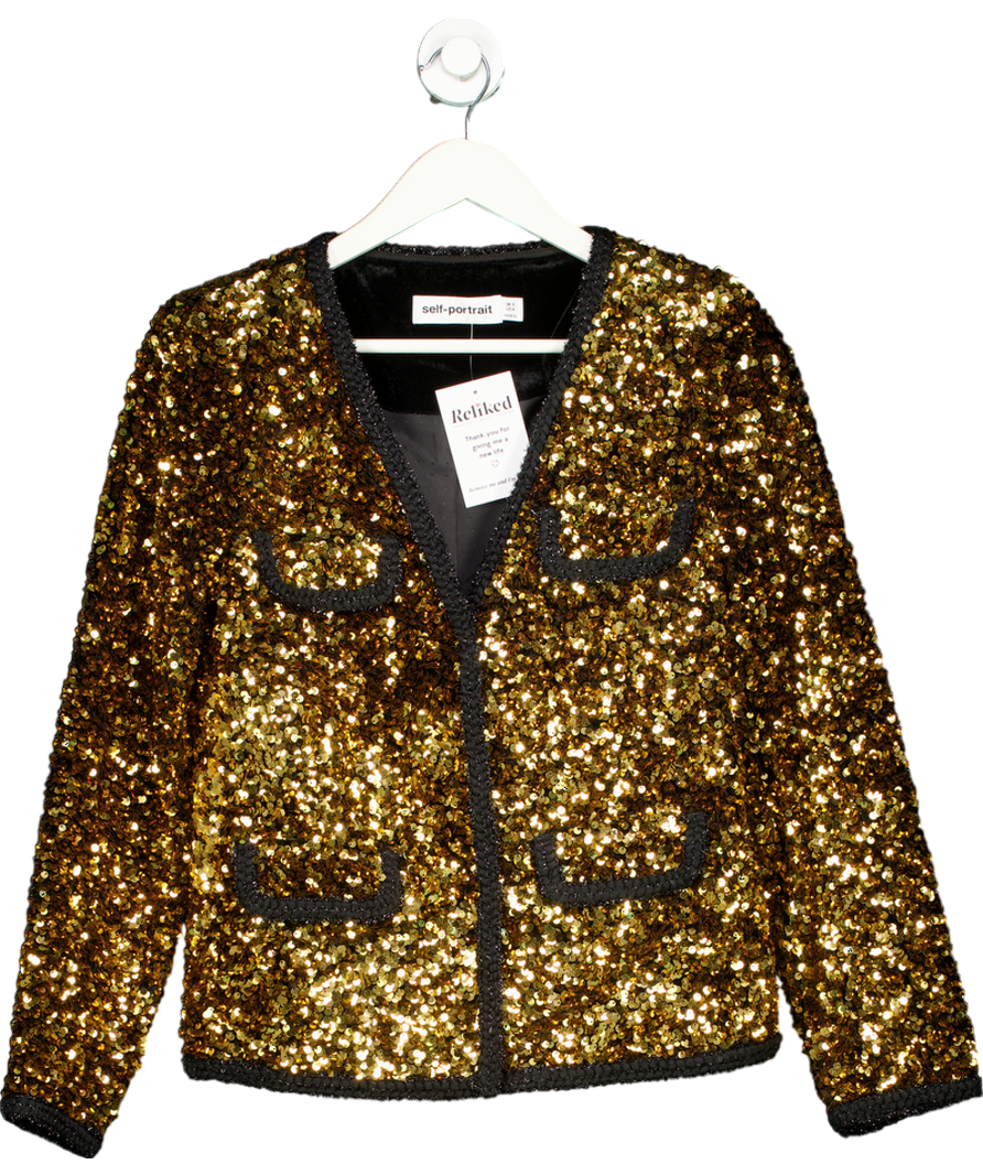 Self-Portrait Metallic Braided Trim Sequin Jacket UK 8