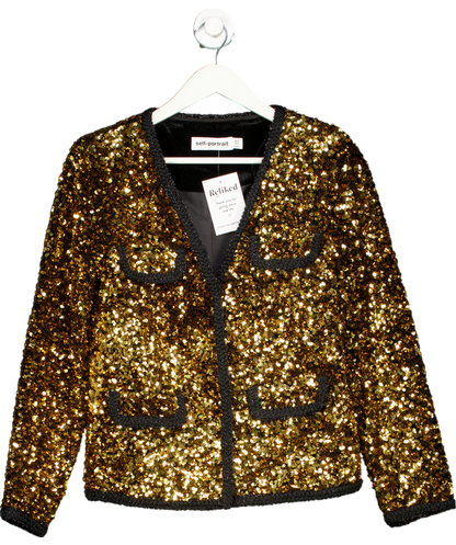 Self-Portrait Metallic Braided Trim Sequin Jacket UK 8