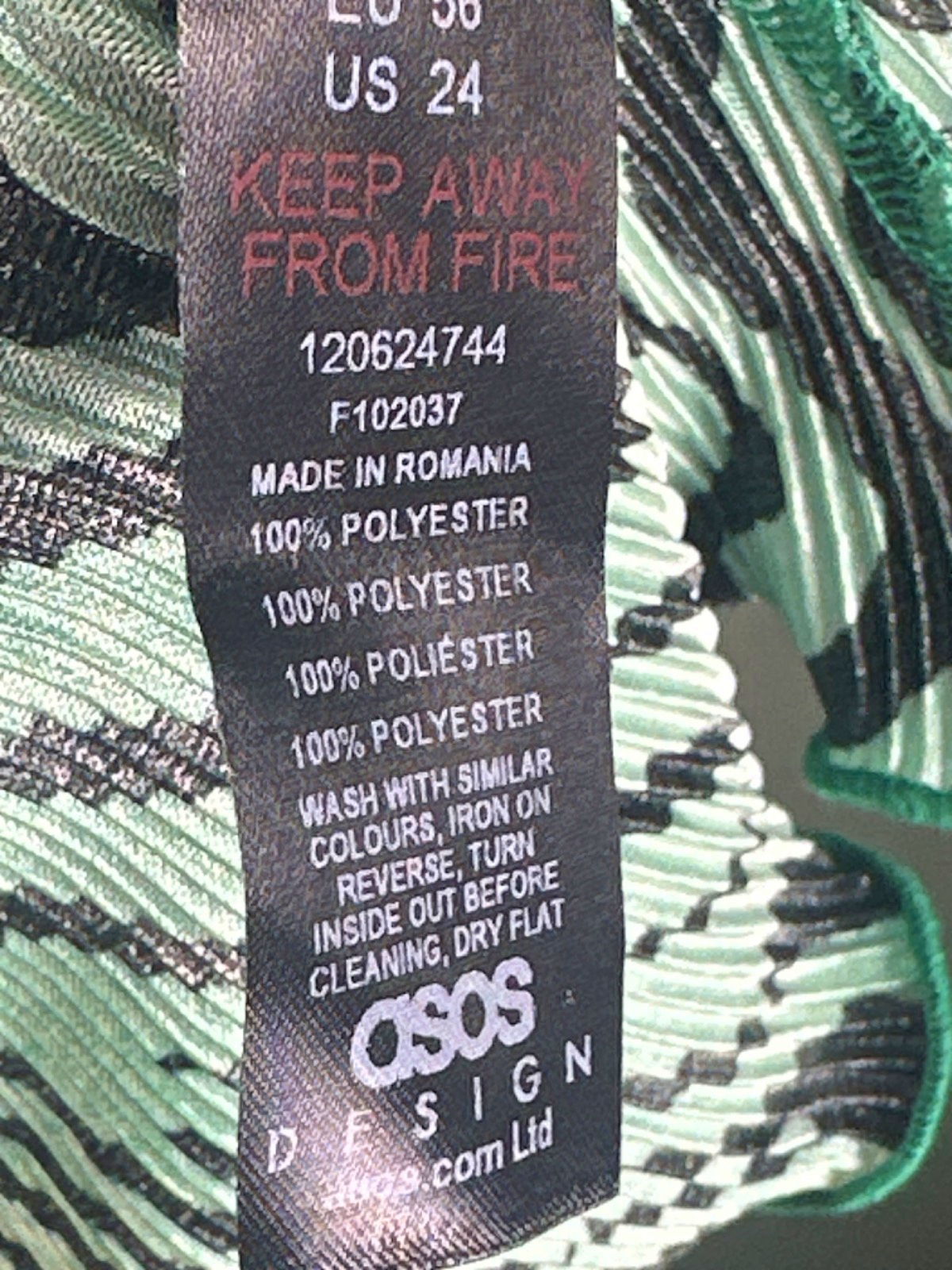 ASOS Green Zebra Print Dress UK 28