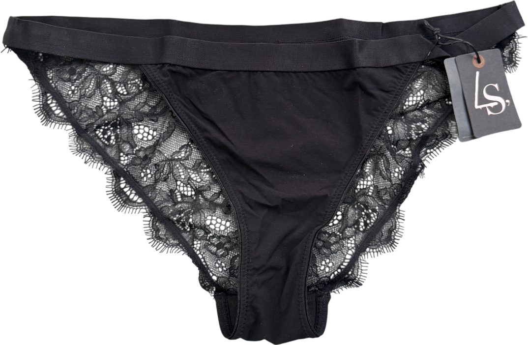 Love Stories Wild Rose Black Lace Knickers UK L