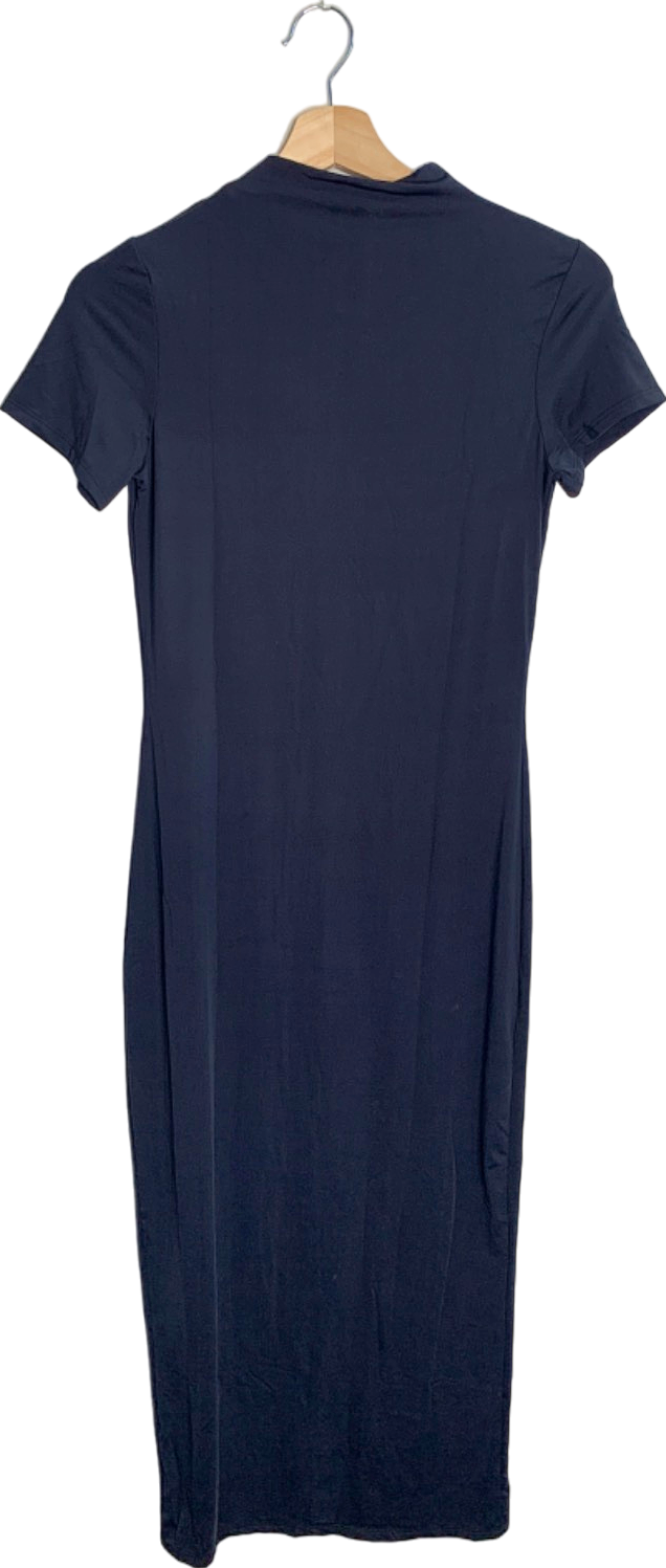 New Look Navy Blue Slinky Turtle Neck Dress UK 8