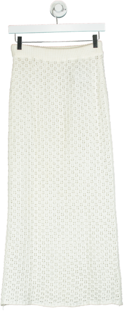 White KNit Midi Skirt UK ONESIZE