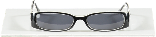 Chanel Black Black/white Vintage 3094 Cc Logo Arm Slim Sunglasses