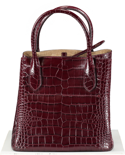 Polo Ralph Lauren Burgundy Medium Croc-embossed Leather Tote Bag