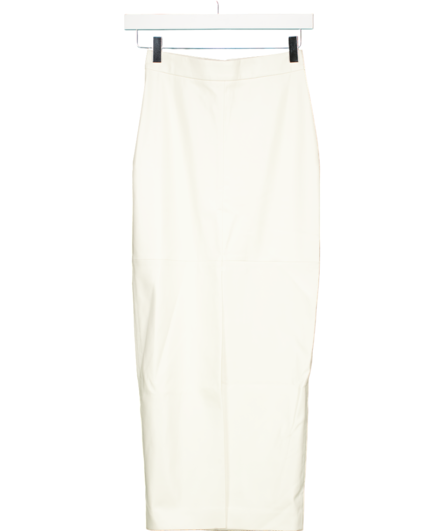 Kris Maran White Fit Cut Midi Skirt With Front Cut UK 6