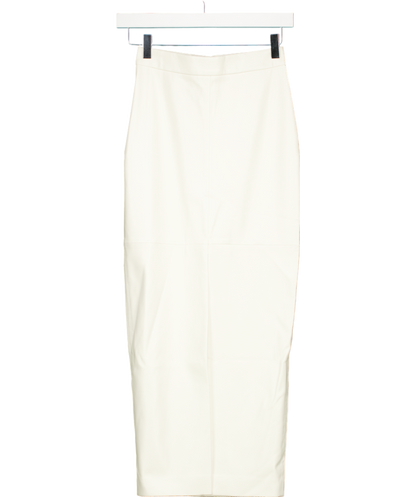 Kris Maran White Fit Cut Midi Skirt With Front Cut UK 6