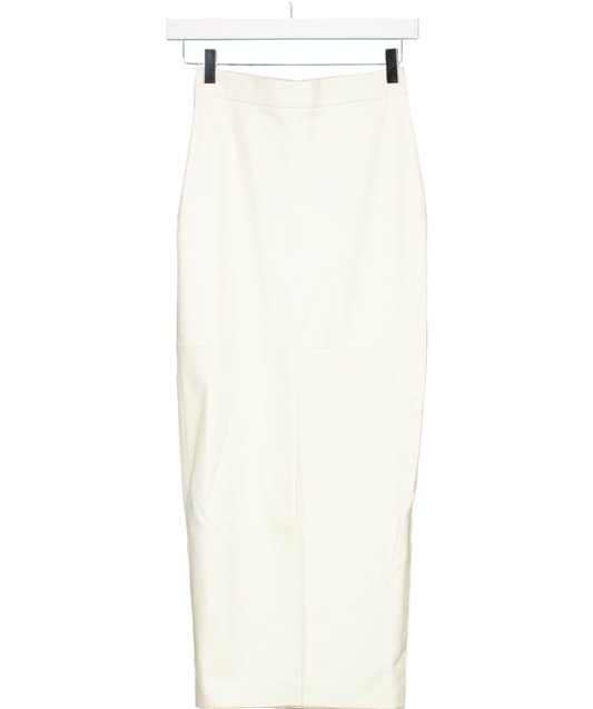 Kris Maran White Fit Cut Midi Skirt With Front Cut UK 6