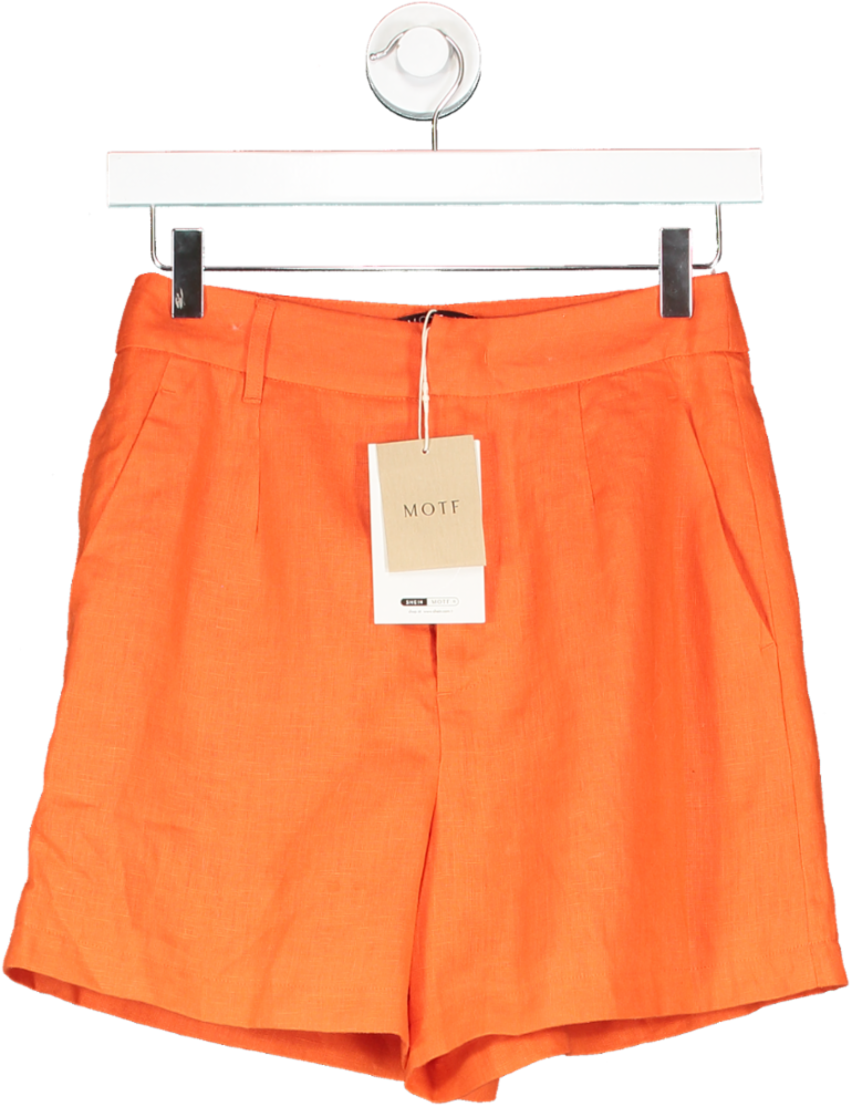 SHEIN Orange Linen Shorts UK XS