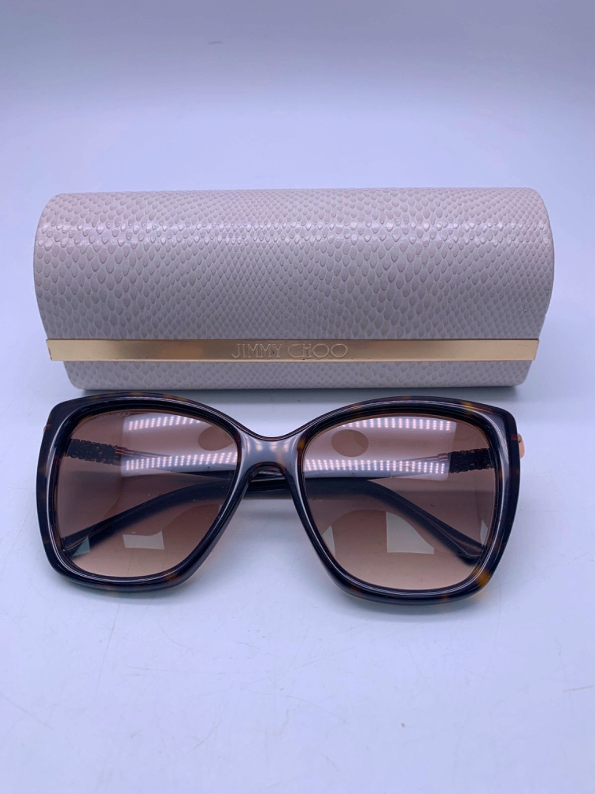 Jimmy Choo Brown glitter Tortoiseshell Joni Sunglasses in case