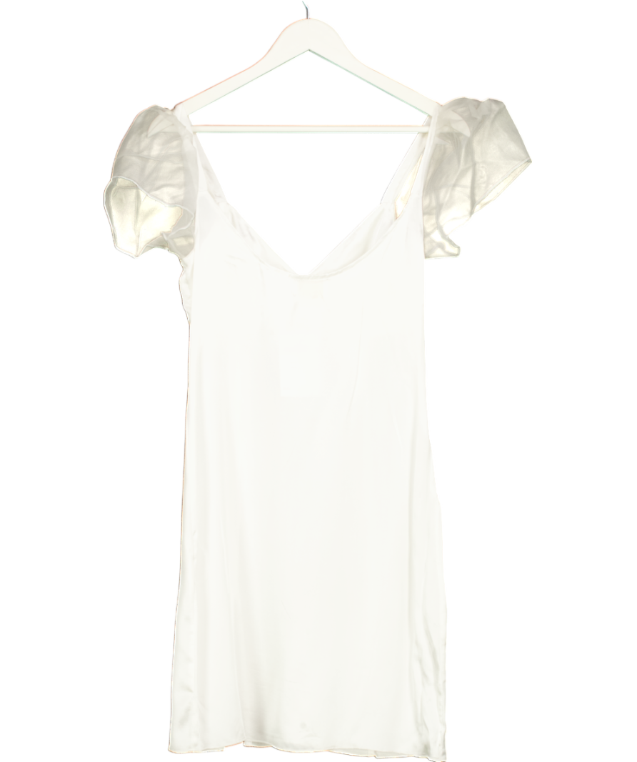 Maison Cleo Cream Georgette Mini Dress 100% Silk UK 8
