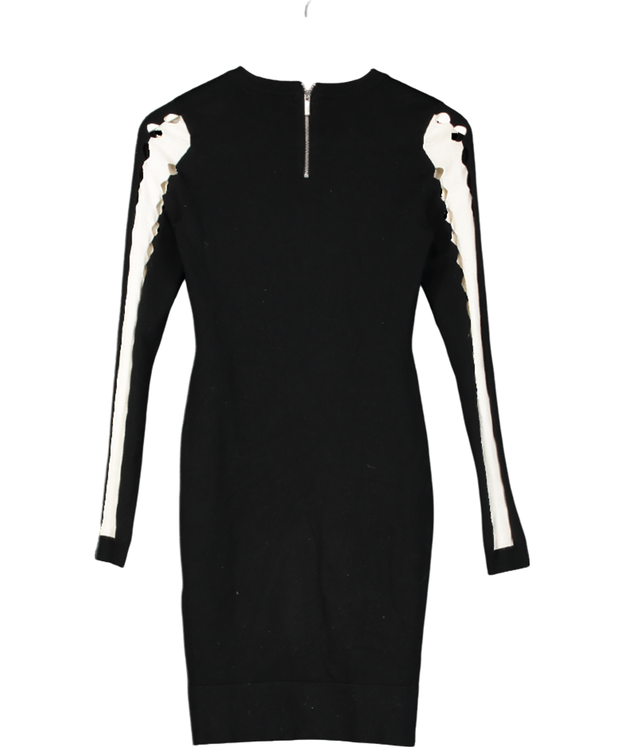 Karen Millen Black Long Sleeve Knit Dress With Open Sleeve Detail UK XS