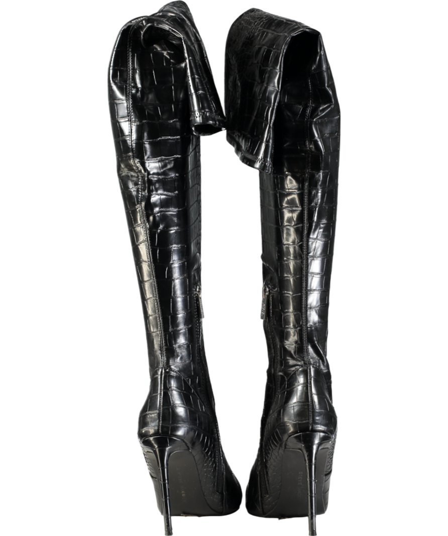 STEVE MADDEN Black Croc Over The Knee Heel Boots UK 6 EU 39 👠