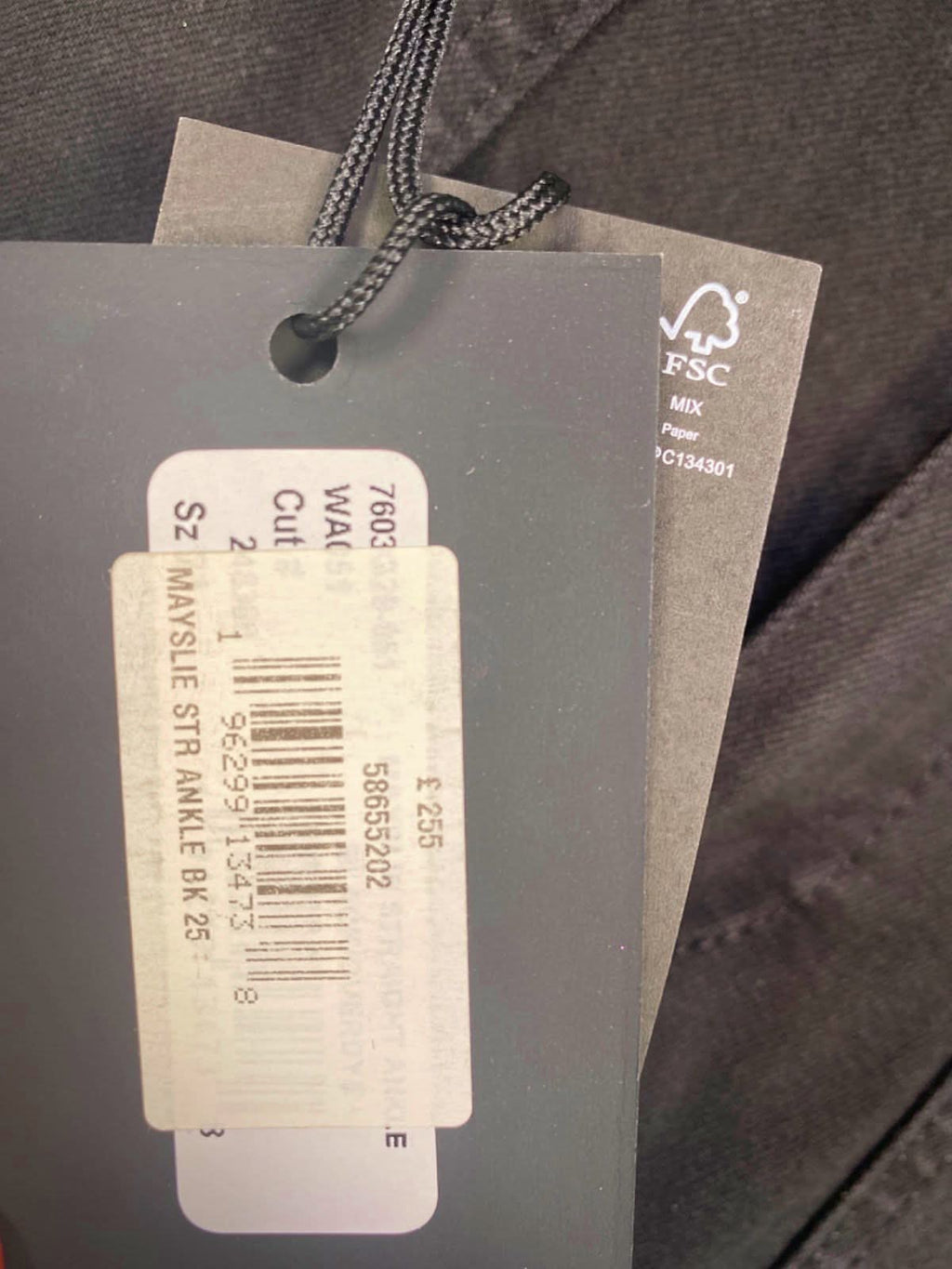 Paige Black mid-rise straight leg Mayslie Jeans UK W25