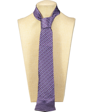 LANVIN Purple Print 100% Silk Neck Tie