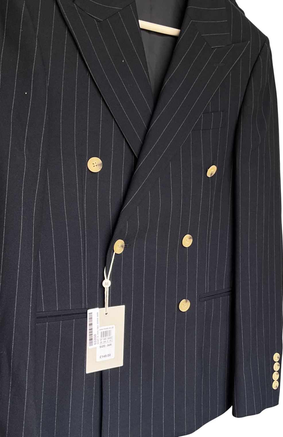 Moss Blue Slim Fit Navy Stripe Suit UK 36" CHEST