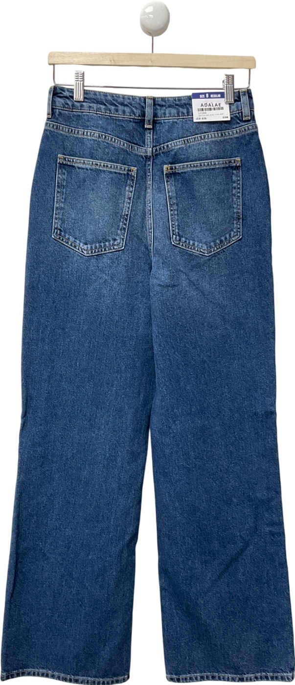 New Look Blue High Waisted Wide Leg Jeans UK 8