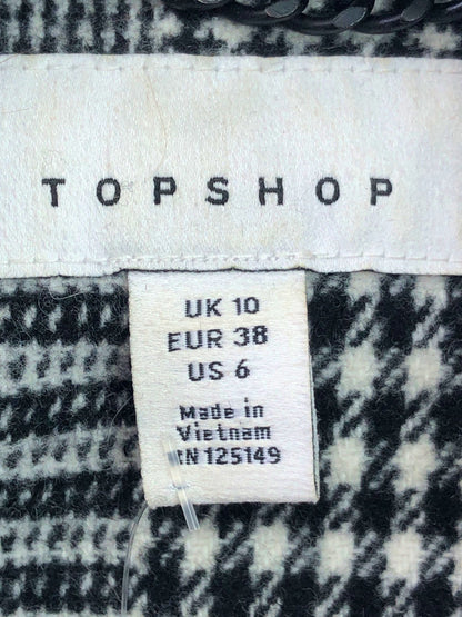 Topshop Black/White Check Double Breasted Blazer UK 10