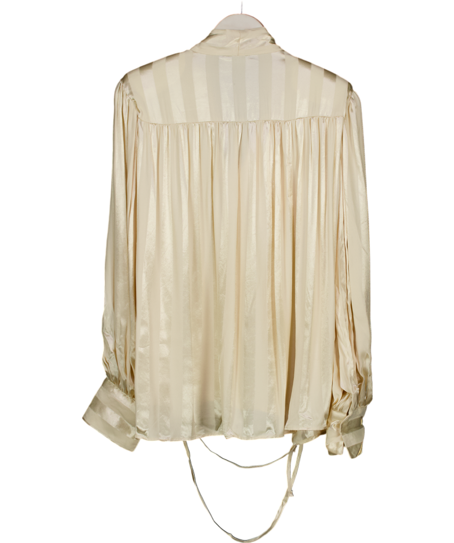 ASOS Design Cream Satin Stripe Neck Tie Shirt UK 8