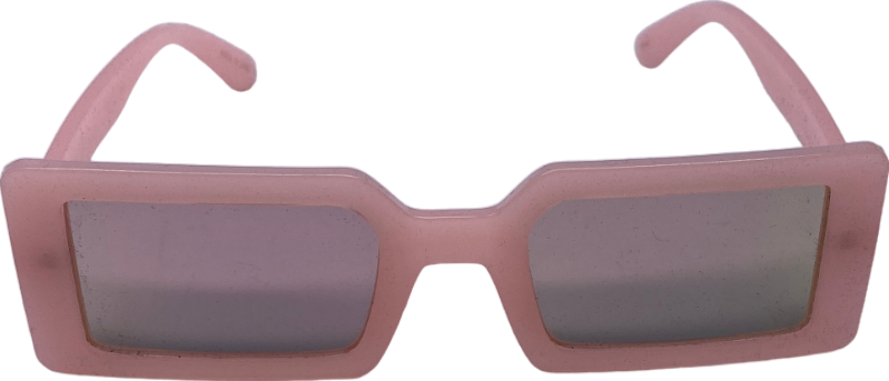 Pink Mirrored Rectangle Frame Sunglasses One Size