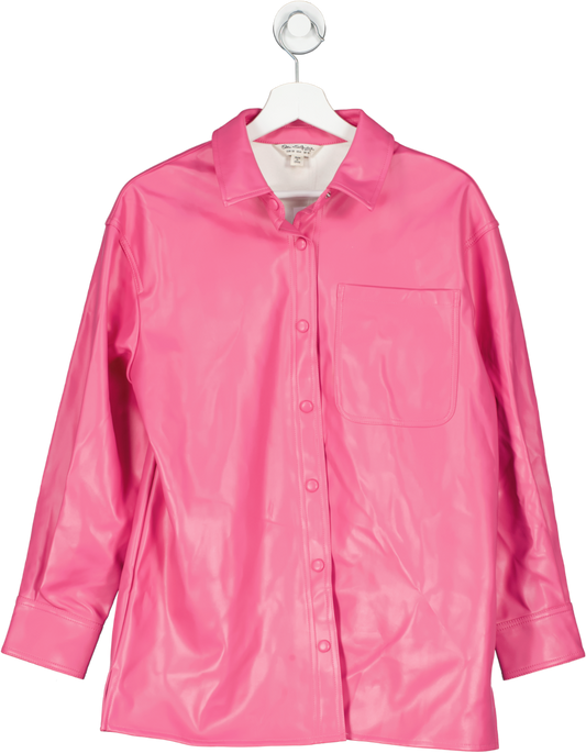 Miss Selfridge Pink Faux Leather Oversized Shirt UK 10