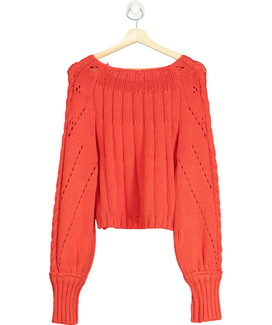 Free People Red Sandre cable knit jumper UK S