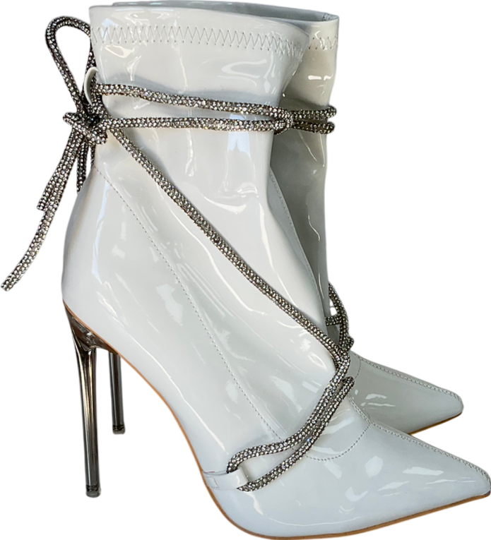 Fashion Nova White Call It A Date Booties UK 8 EU 41 👠