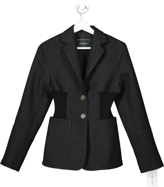 Longchamp Black Single Breasted Blazer Jacket UK 10