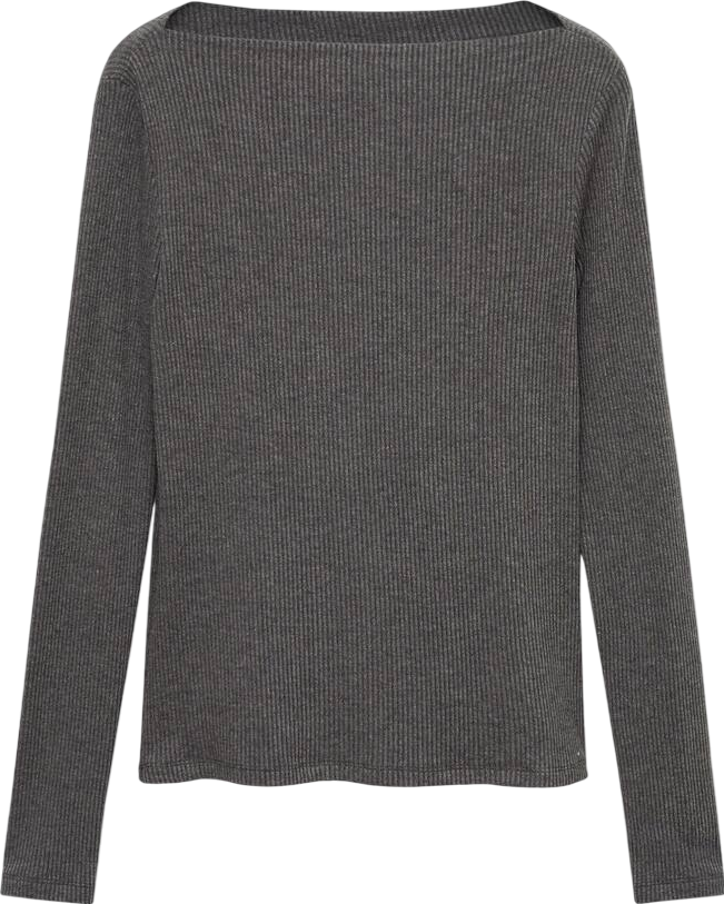 MANGO Grey Long Sleeve Knitted T-shirt UK L