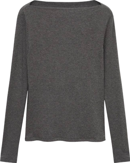 MANGO Grey Long Sleeve Knitted T-shirt UK L